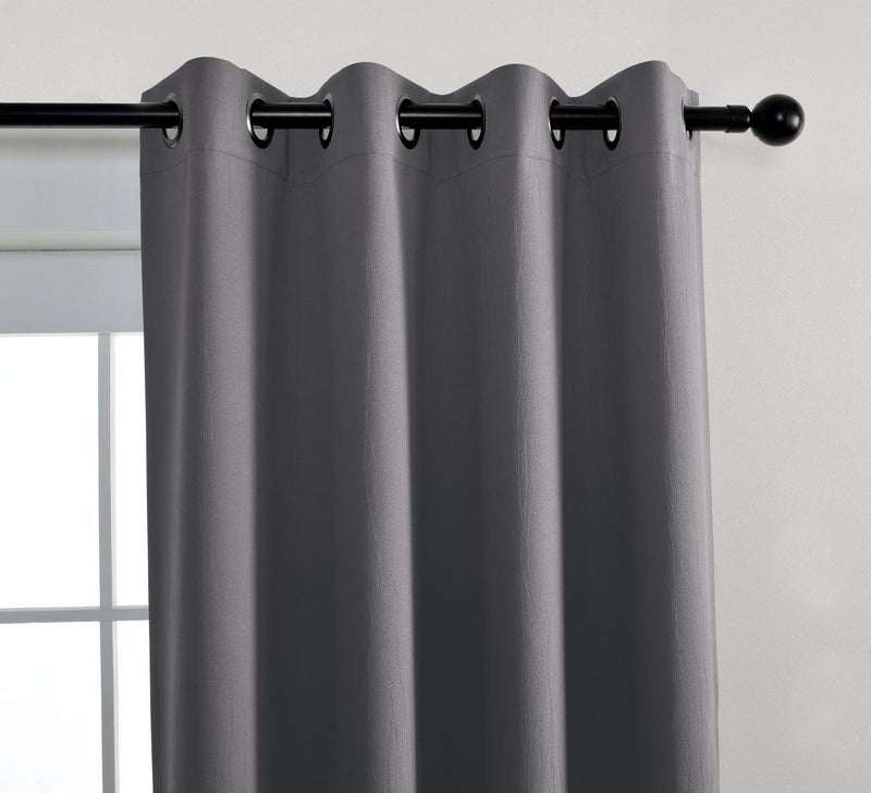 MIUCO Blackout Curtains Room Darkening Textured Grommet Window Curtains 2 Panels for Bedroom 52 x 63 Inch Grey - Image 2